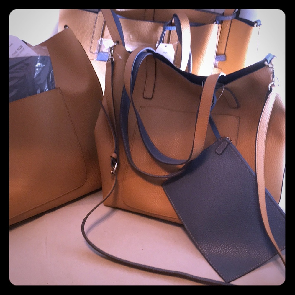 Faux leather 2 color tote bag NWT - Picture 1 of 8